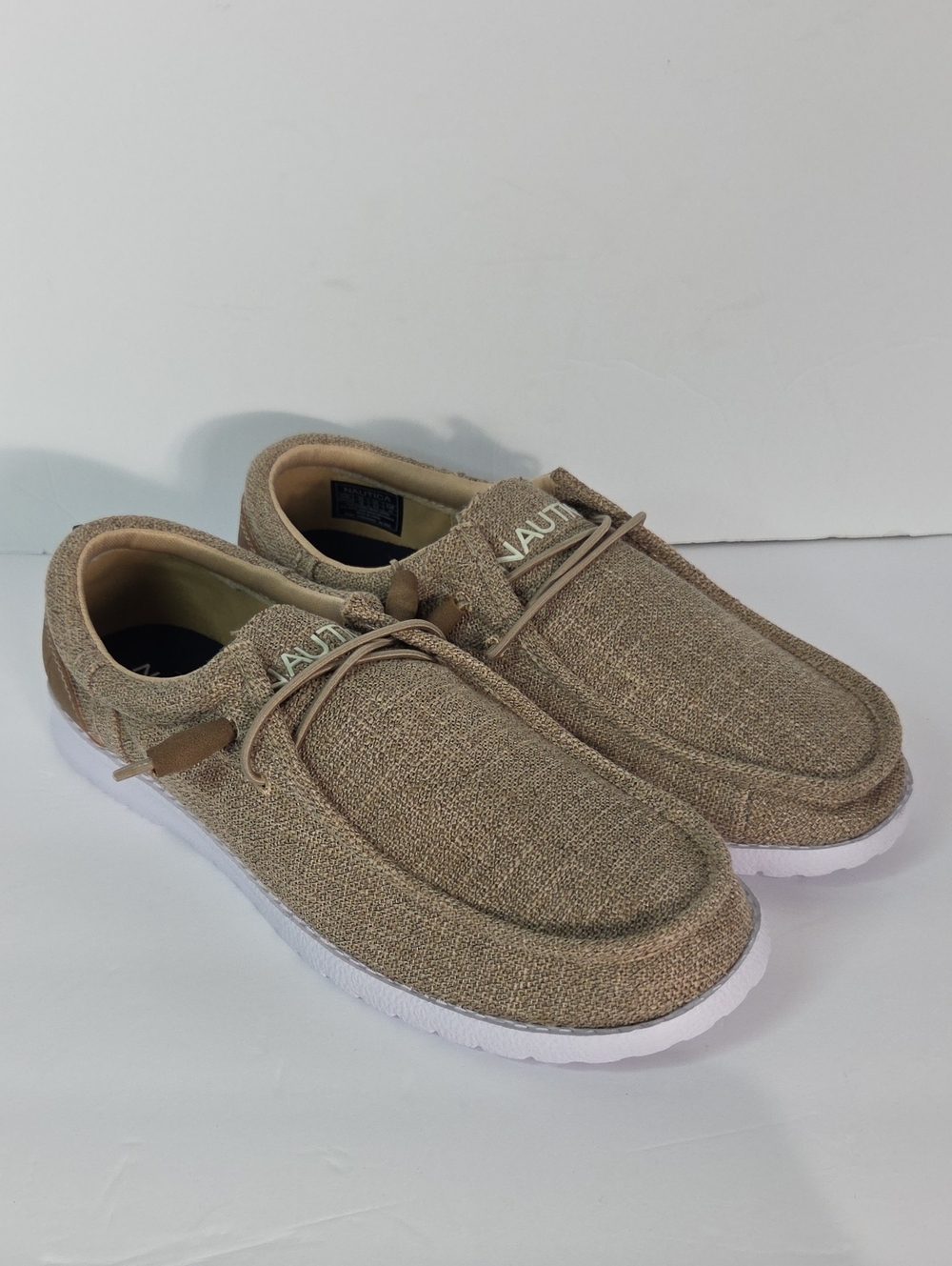 (New) Nautica Loafers in Beige Canvas with White Sole NWOT